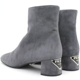 Suede Square-Toe Grey Ankle Boots 38.5