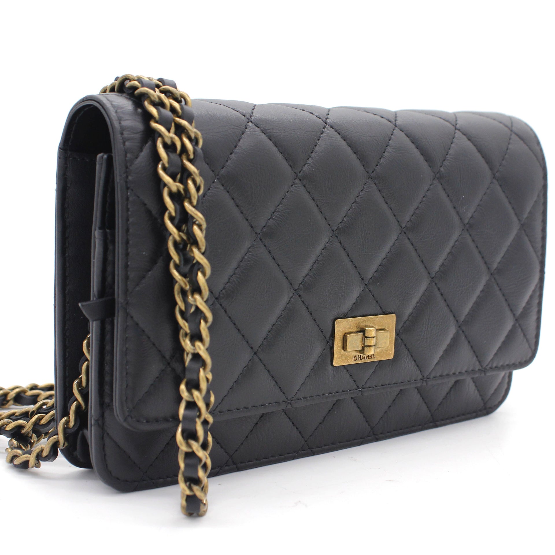 Chanel Aged Calfskin Reissue Wallet On Chain WOC Black – STYLISHTOP