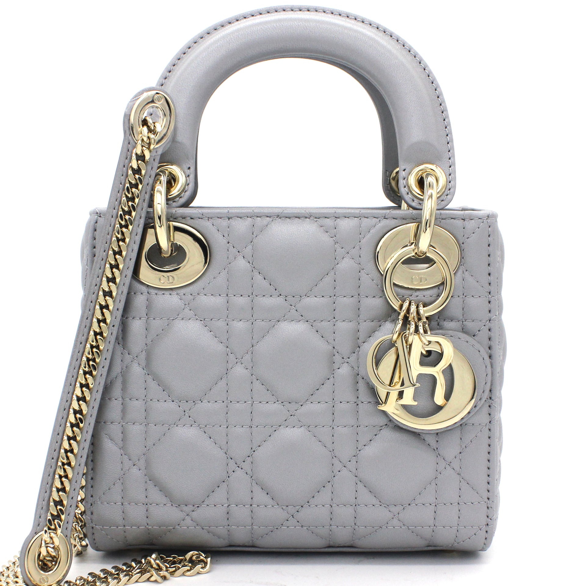 Auth Spa - Dịch Vụ Spa Túi Xách, Giày Dép Authentic Tại HCM. Christian Dior Mini Lady Dior Bag with Chain in Grey Pearly Lambskin – STYLISHTOP