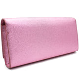 Mettalic Textured Leather Classic Monogram Kate Clutch Pink