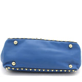 Blue Leather Rockstud Rolling Tote