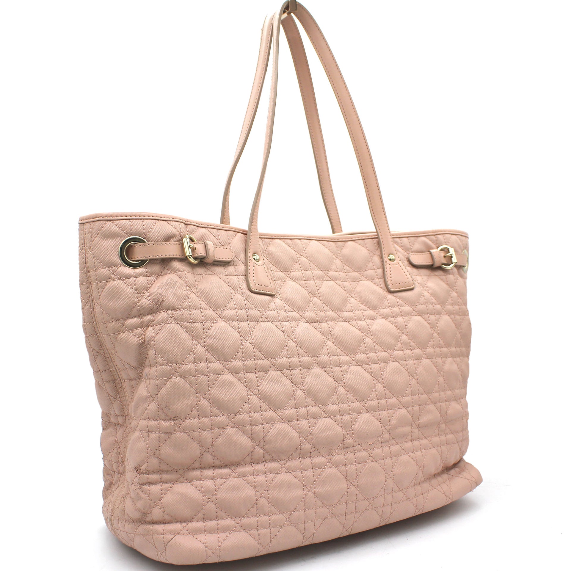 Pink Cannage Coated Canvas and Leather Small Panarea Tote