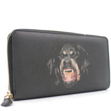 Black Coated Canvas and Leather Rottweiler Zip Around Wallet