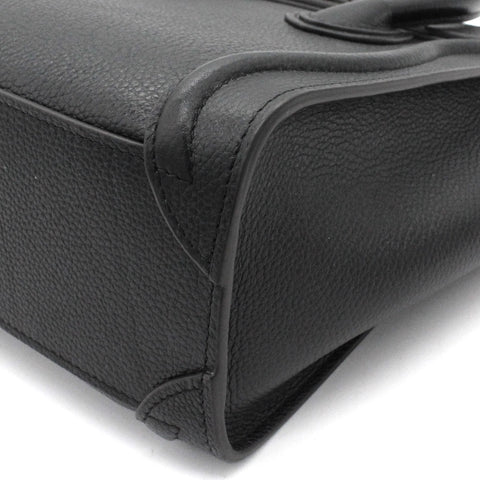 Black Leather Nano Luggage Tote
