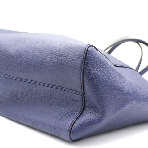 Blue/Navy Blue Leather Medium Swing Tote Bag