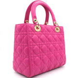 Pink Cannage Leather Medium Lady Dior Tote