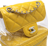 Chanel Classic Flap Crumpled Vanity and Resin Yellow Leather Pvc Backpack