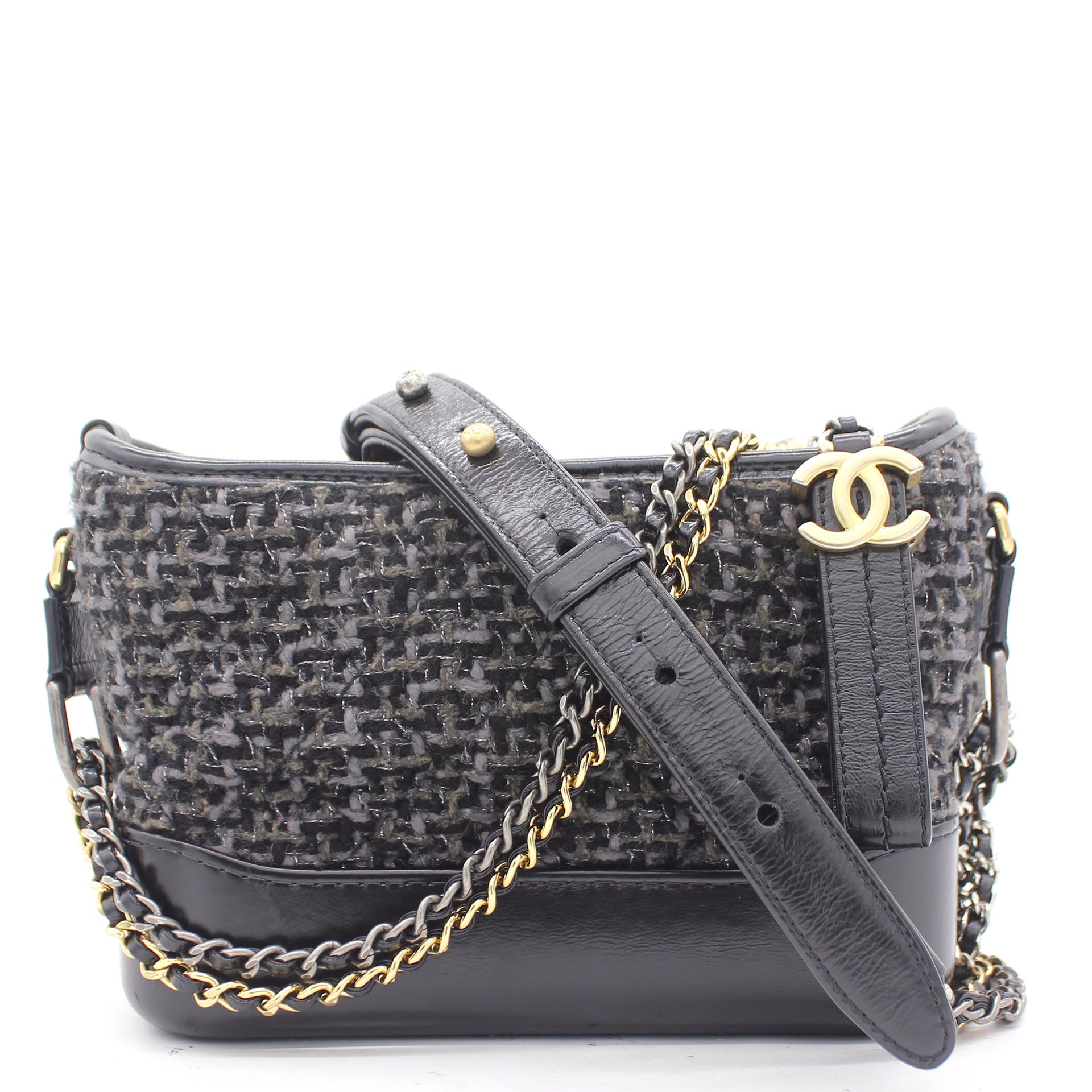 Chanel Gabrielle Mini Chainlink Tweed Crossbody Bag