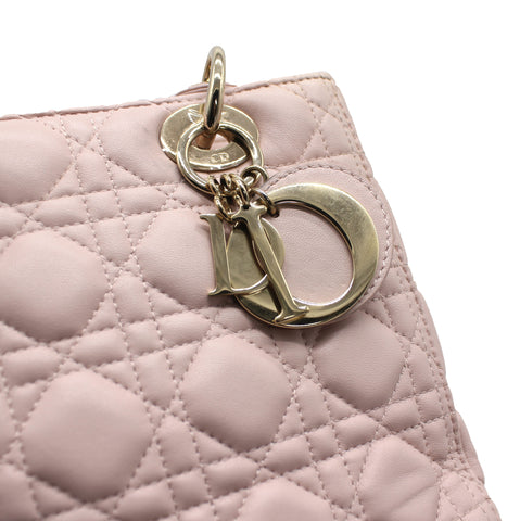 Medium Lady Dior in Light Pink Lambskin Leather
