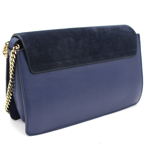 Suede Calfskin Small Faye Shoulder Bag Blue