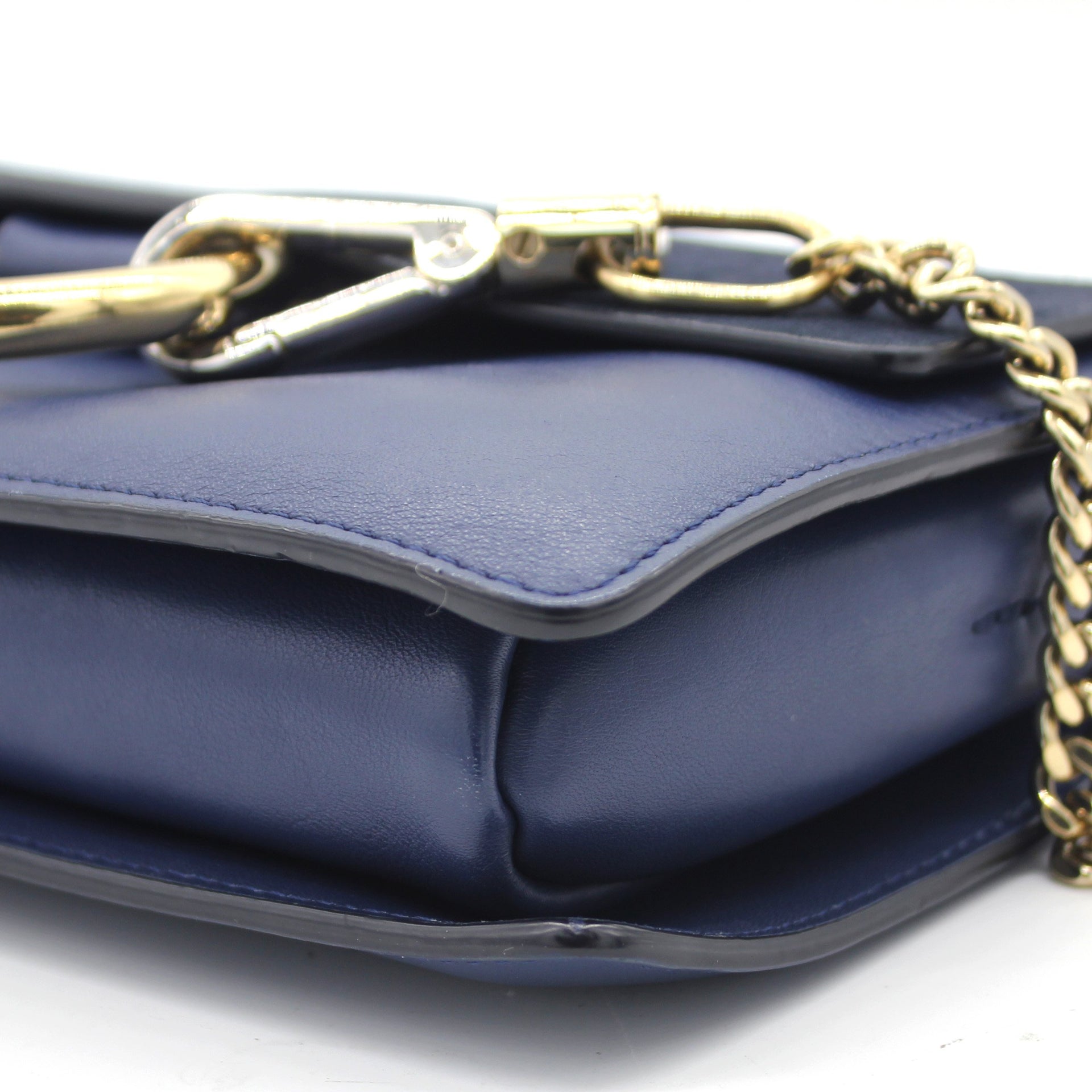 Suede Calfskin Small Faye Shoulder Bag Blue