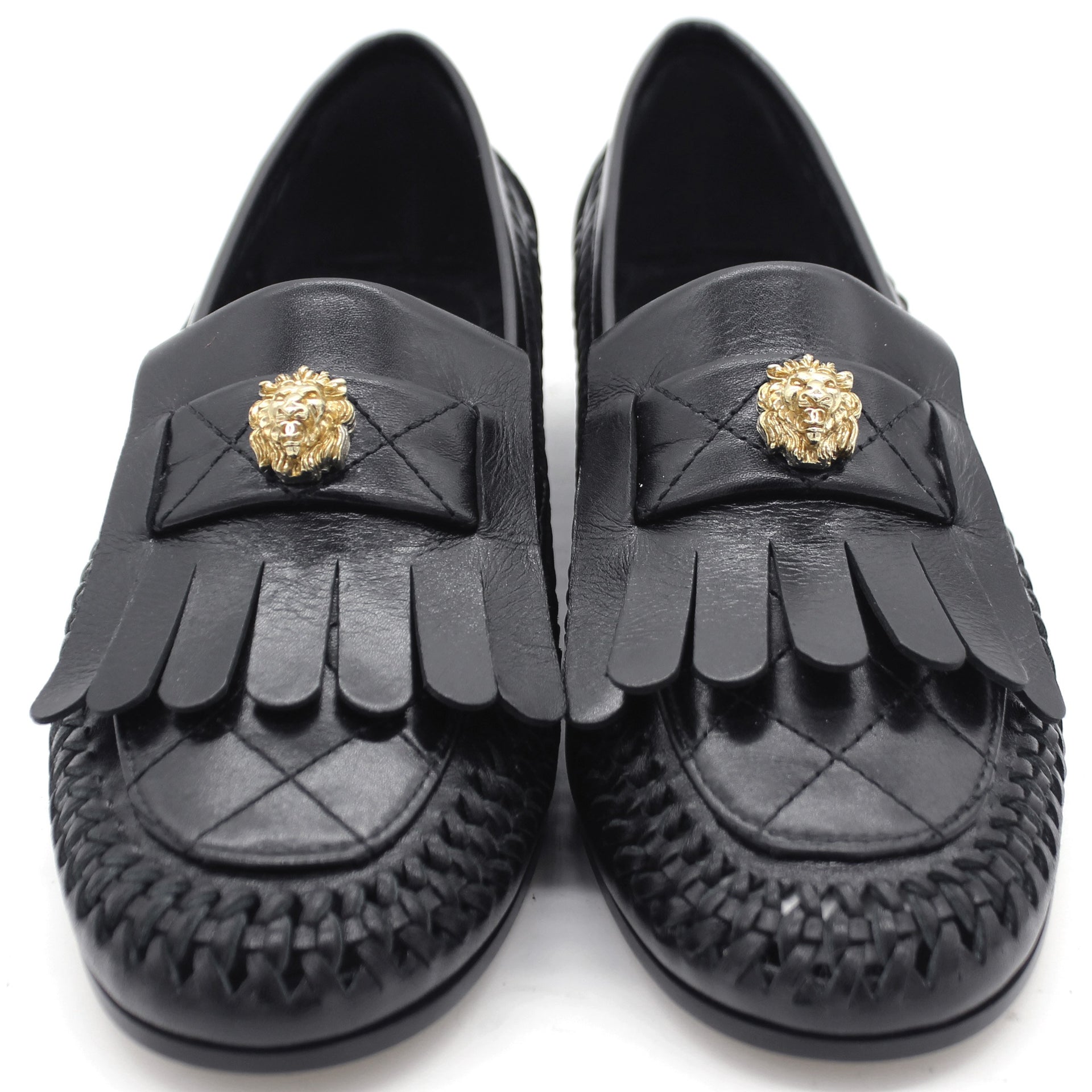 Black Leather Loafers Cut Out