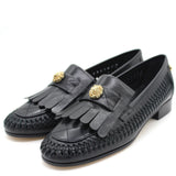 Black Leather Loafers Cut Out