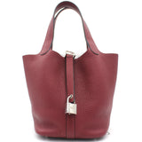 Wine Clemence Leather Picotin Lock 18 Bag
