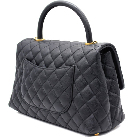 Caviar Quilted Coco Handle Flap Black