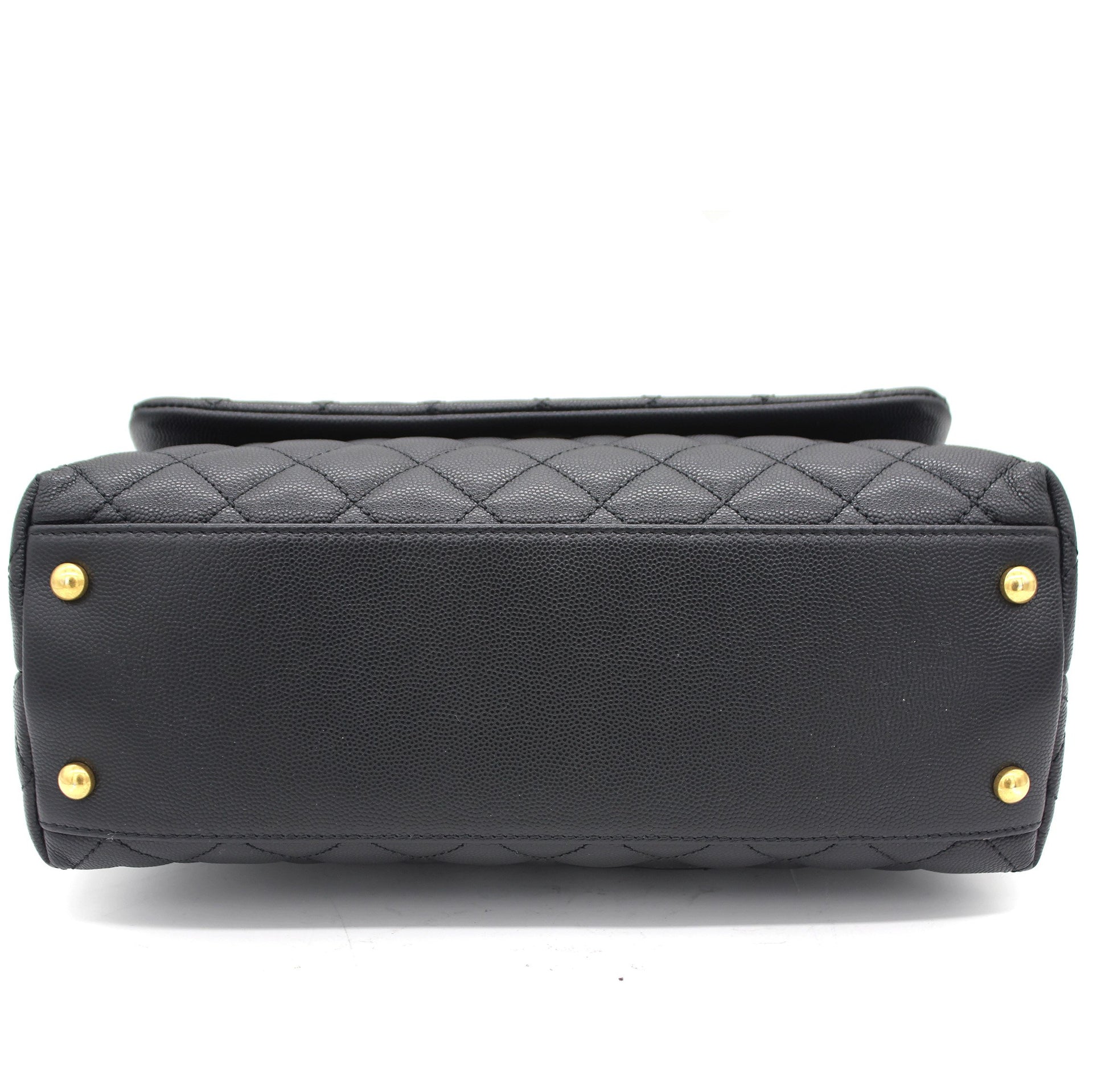 Caviar Quilted Coco Handle Flap Black