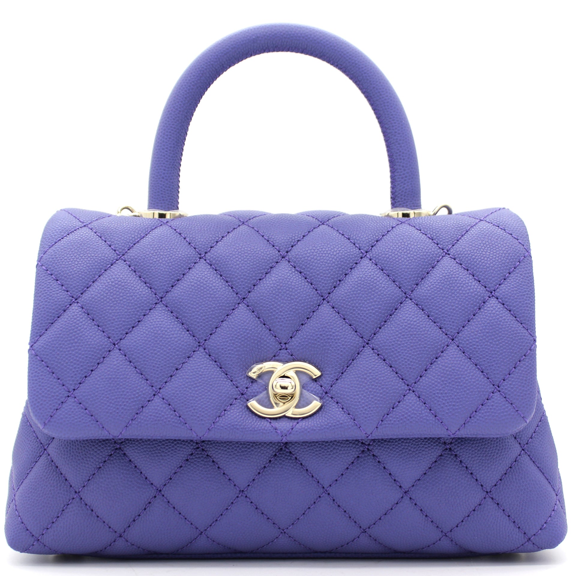 Chanel Purple Quilted Caviar Leather Small Handle Coco Flap Bag