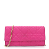 Pink Cannage Leather Lady Dior Wallet on Chain