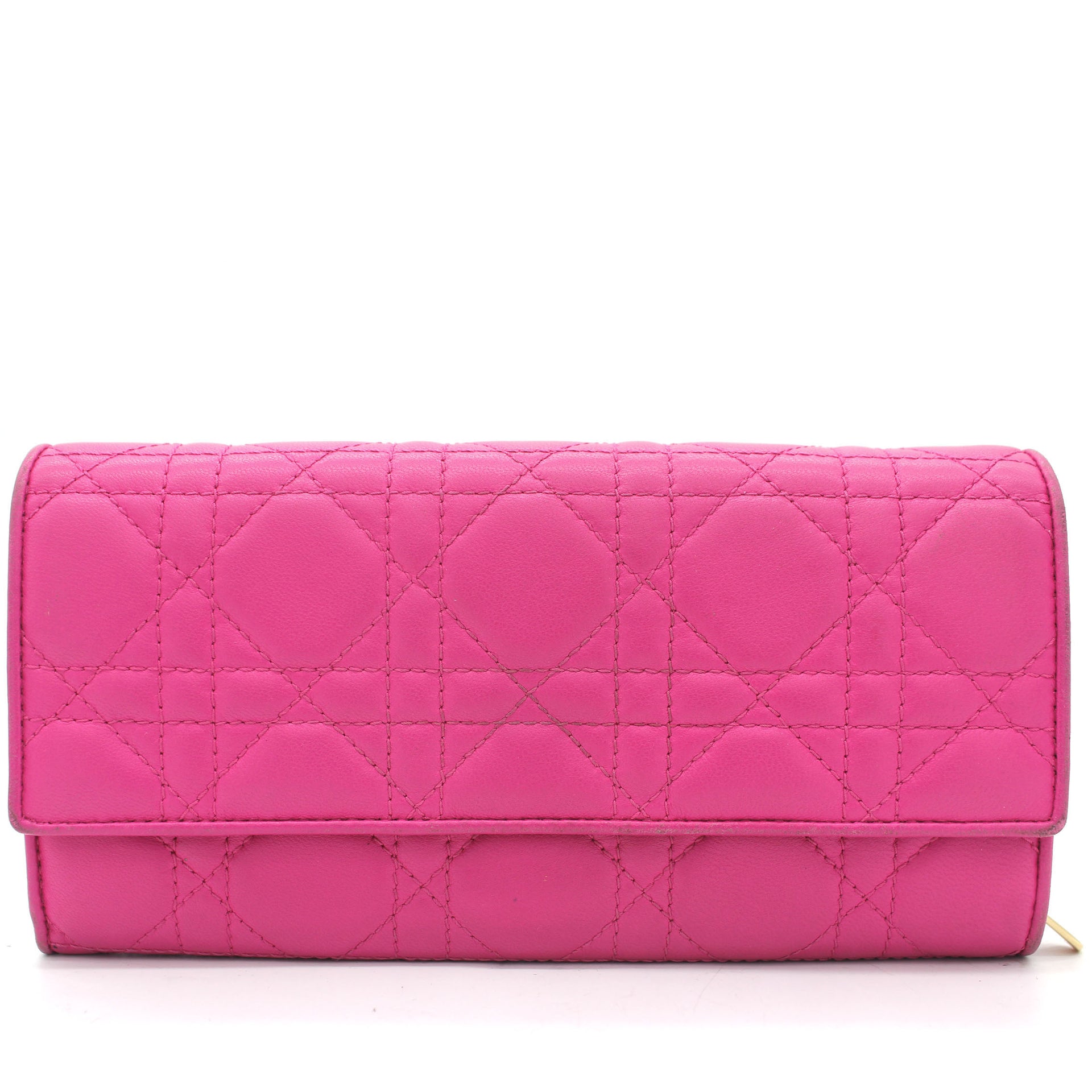 Pink Cannage Leather Lady Dior Wallet on Chain
