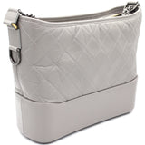 Grey Quilted Aged Calfskin Leather Gabrielle Hobo Bag