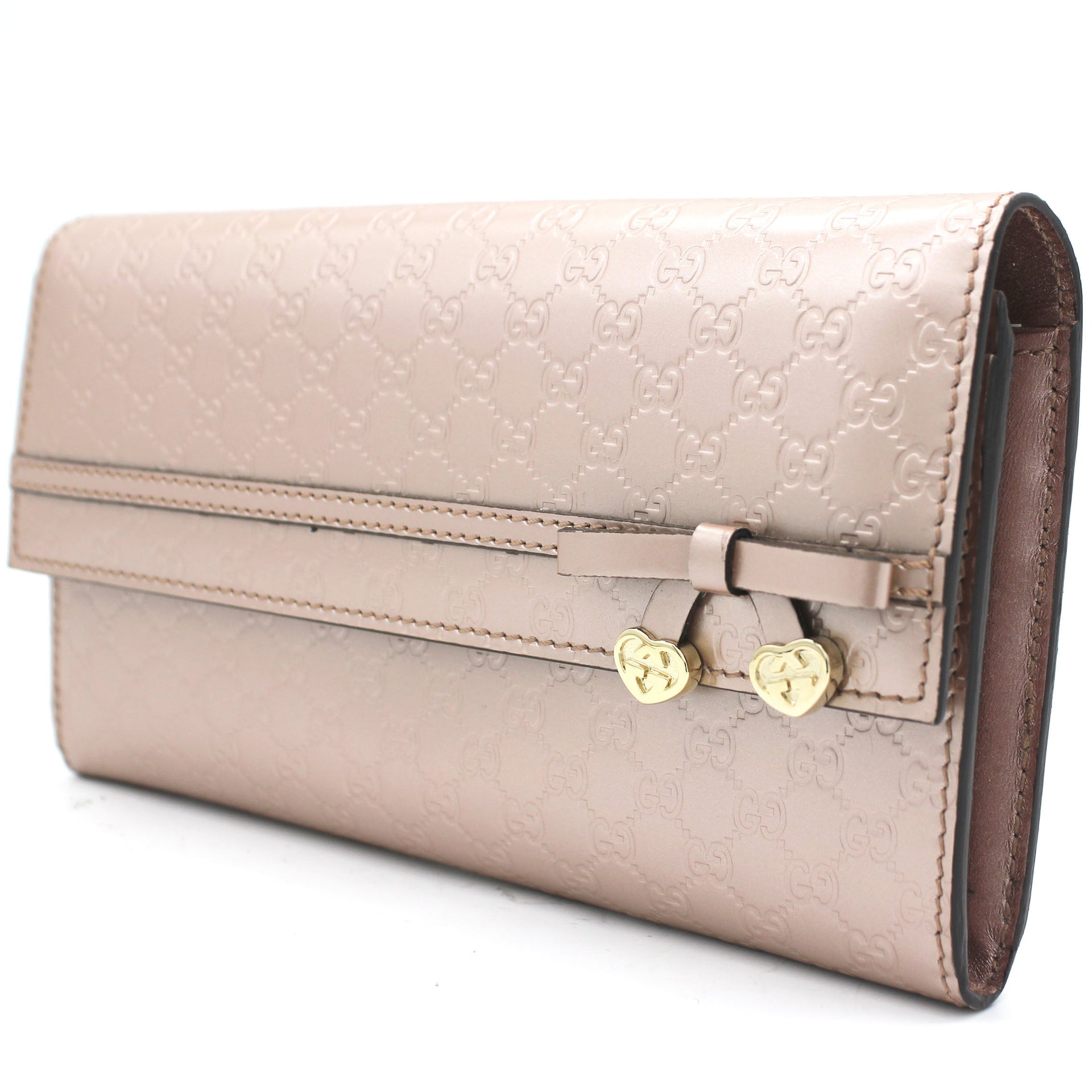 Beige Micro Guccissima Leather Continental Wallet