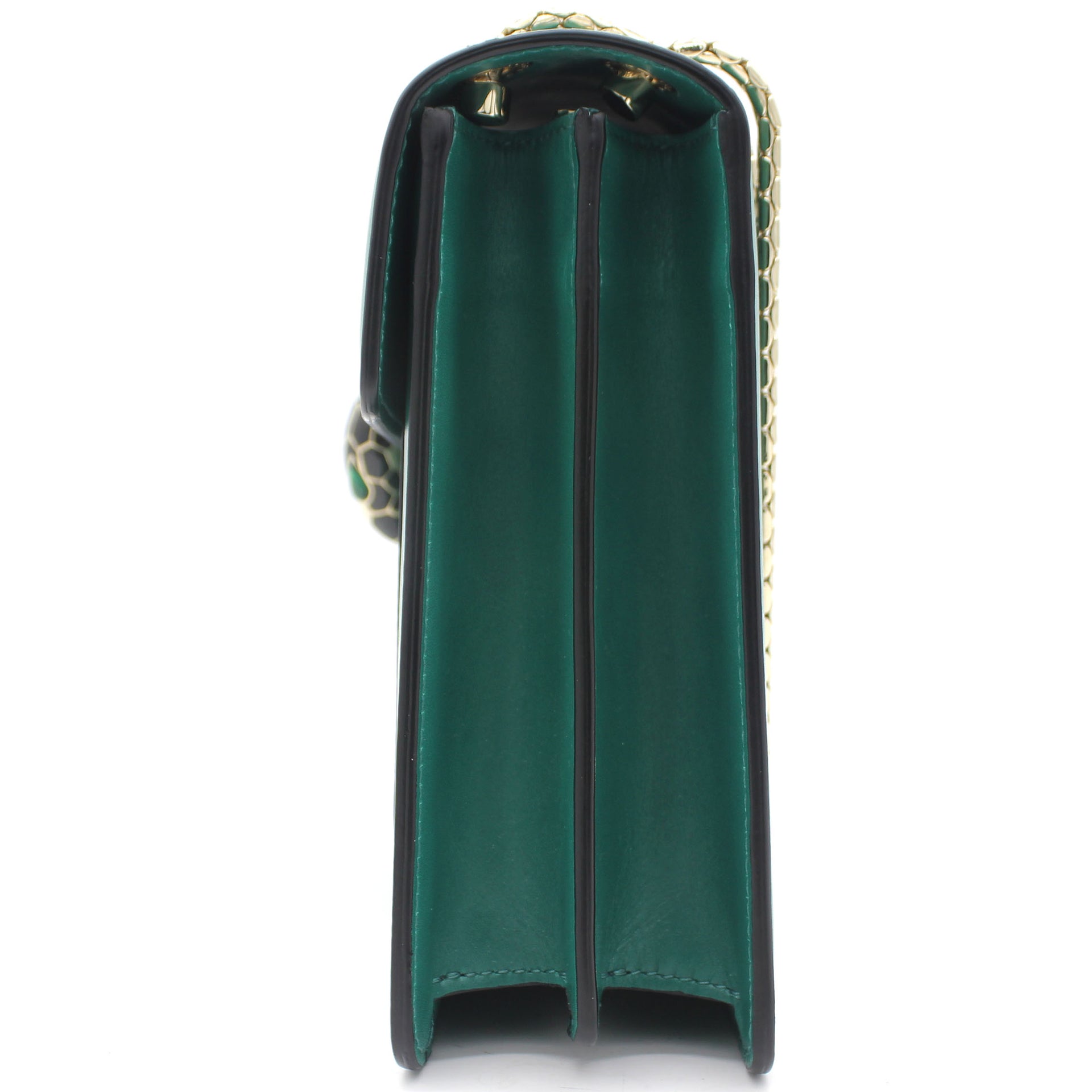 Green Leather Medium Serpenti Forever Flap Shoulder Bag