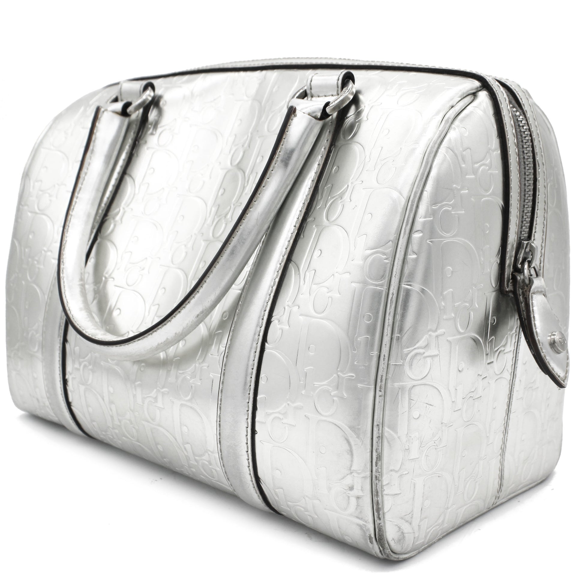 Monogram Duffle Mettalic Silver Leather Bag