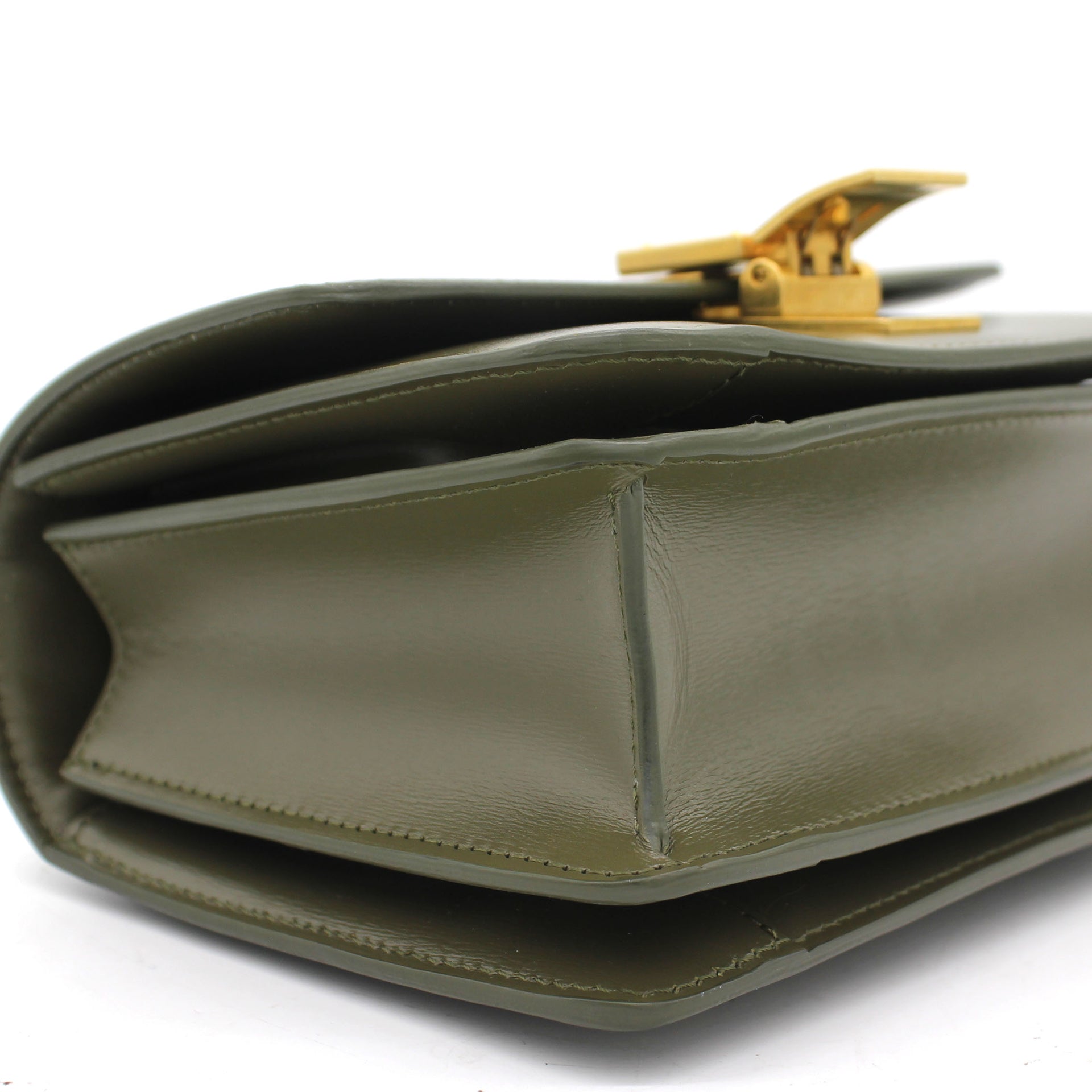Army Green Leather Mini Classic Box Shoulder Bag