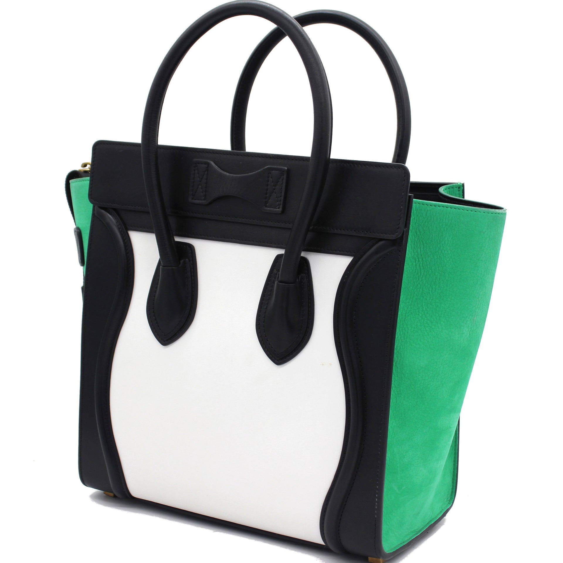 Medium Micro Luggage Green Beige Bag