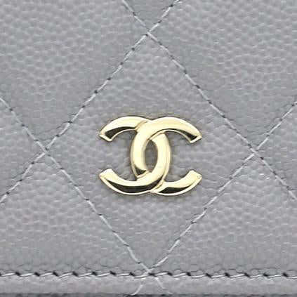 Quilted Leather WOC Chain Clutch Bag Grey Caviar