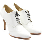 White Patent Lace-up Heels