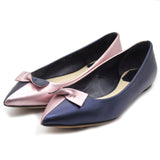 Bow Embellished Pearly Leather Flat 36.5
