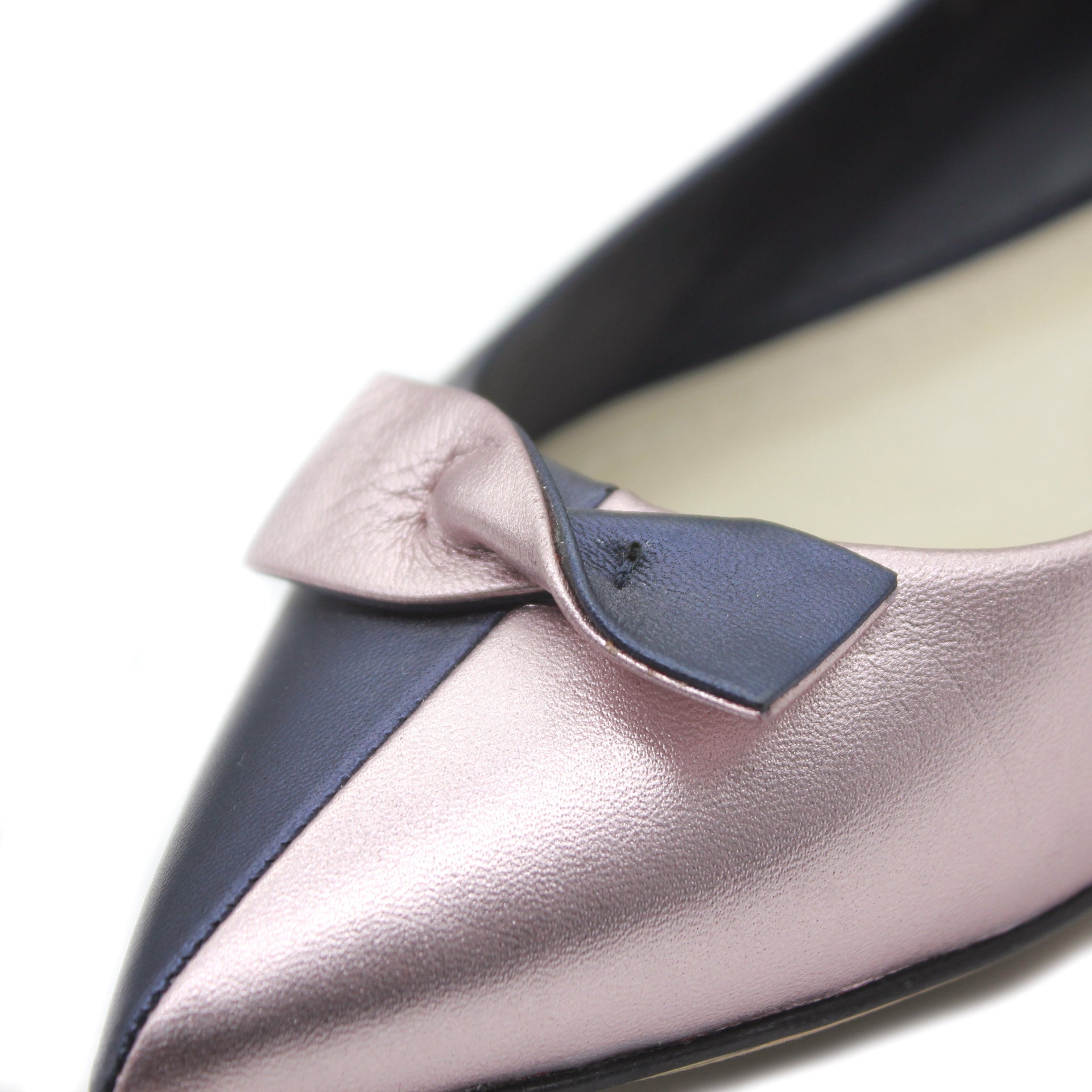 Bow Embellished Pearly Leather Flat 36.5