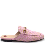 Pale Pink Princetown Lace Mules