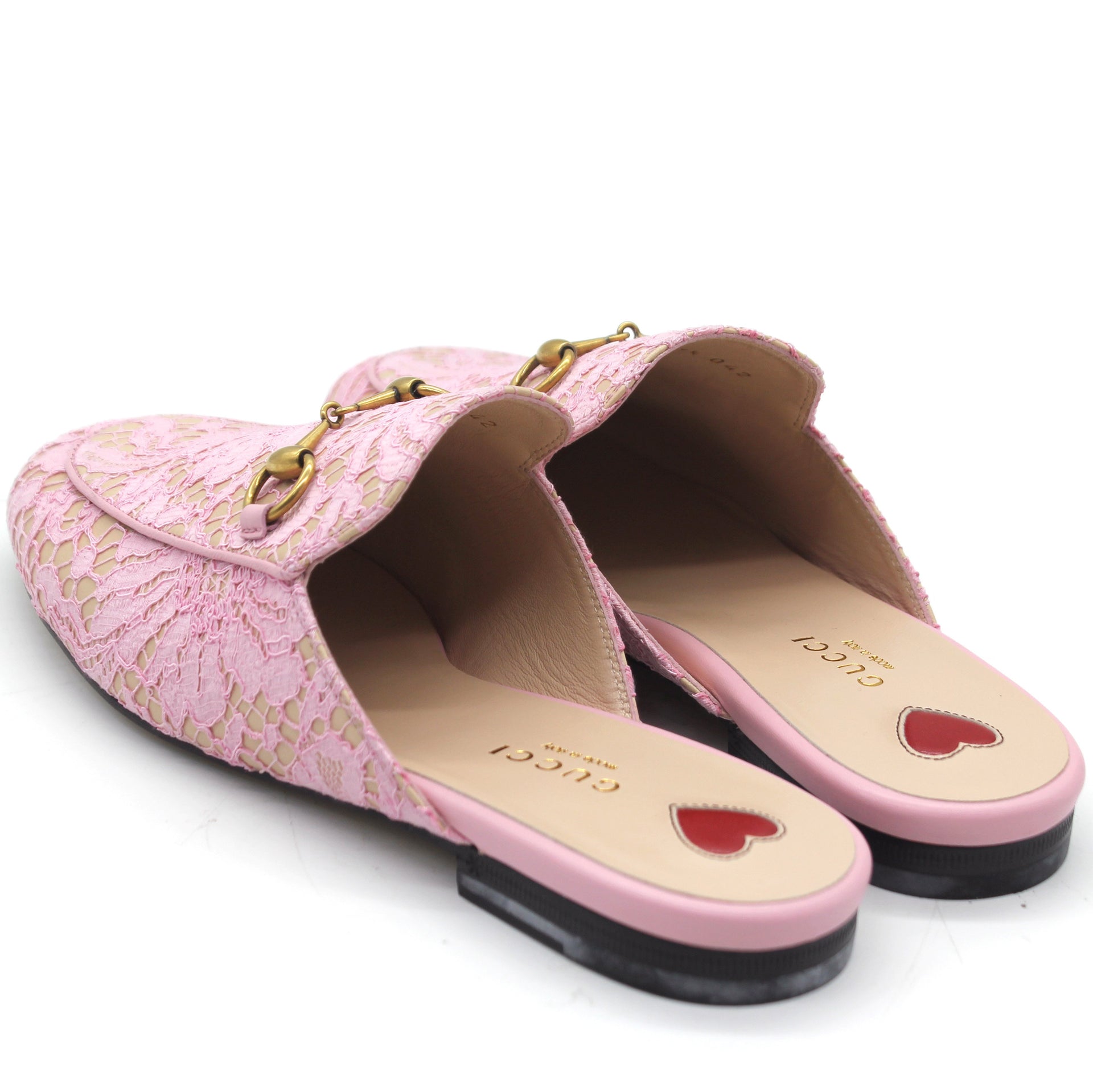 Pale Pink Princetown Lace Mules