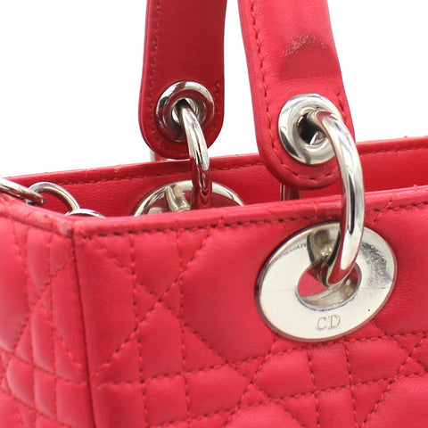 Medium Lady Dior in Red Lambskin Leather