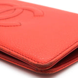 Coral Red Caviar Leather Large CC Wallet