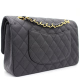 Black Quilted Caviar Leather Classic Double Flap Bag