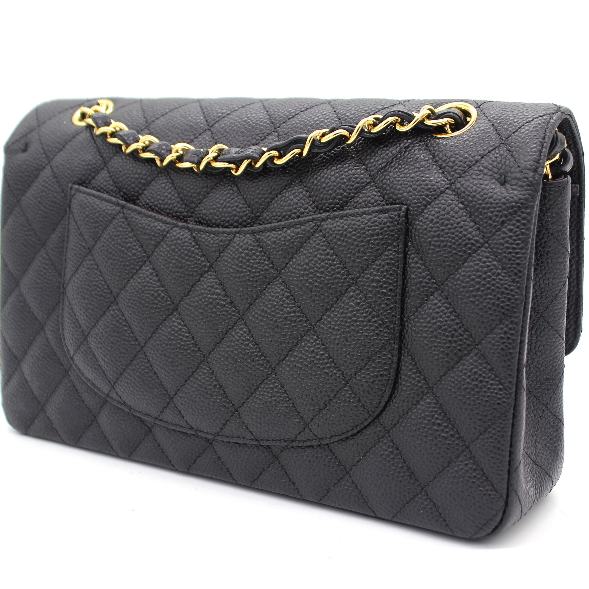 Chanel Classic Double Flap Bag Quilted Caviar Small Black 455671