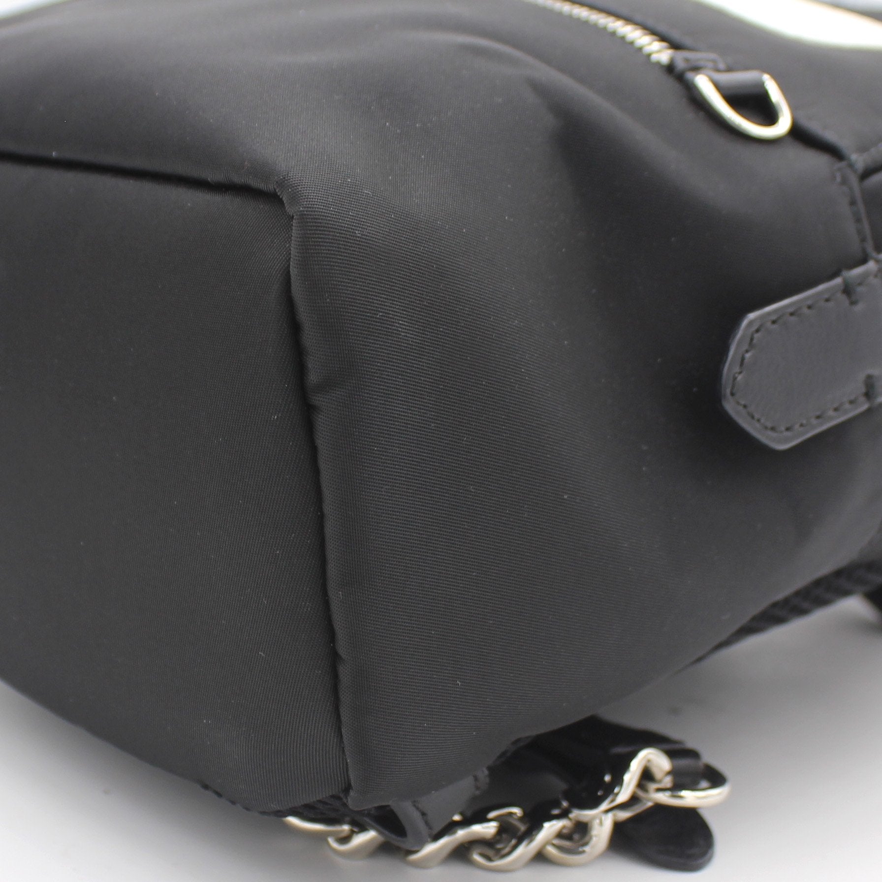 Black Nylon and Leather Monster Eyes Mini Backpack Bag