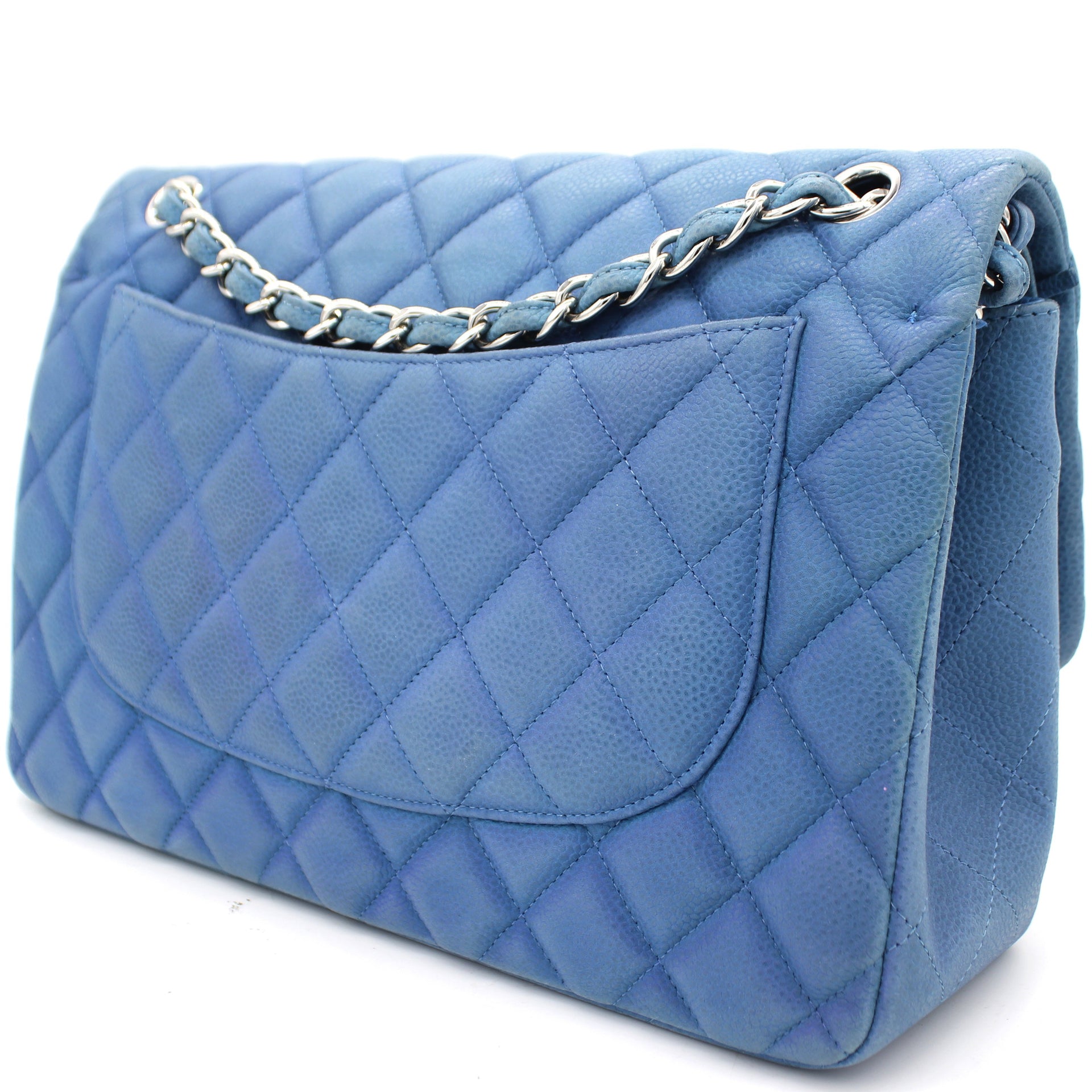Chanel Classic Jumbo Double Flap Blue Caviar Leather Bag – STYLISHTOP