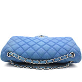 Classic Jumbo Double Flap Blue Caviar Leather Bag