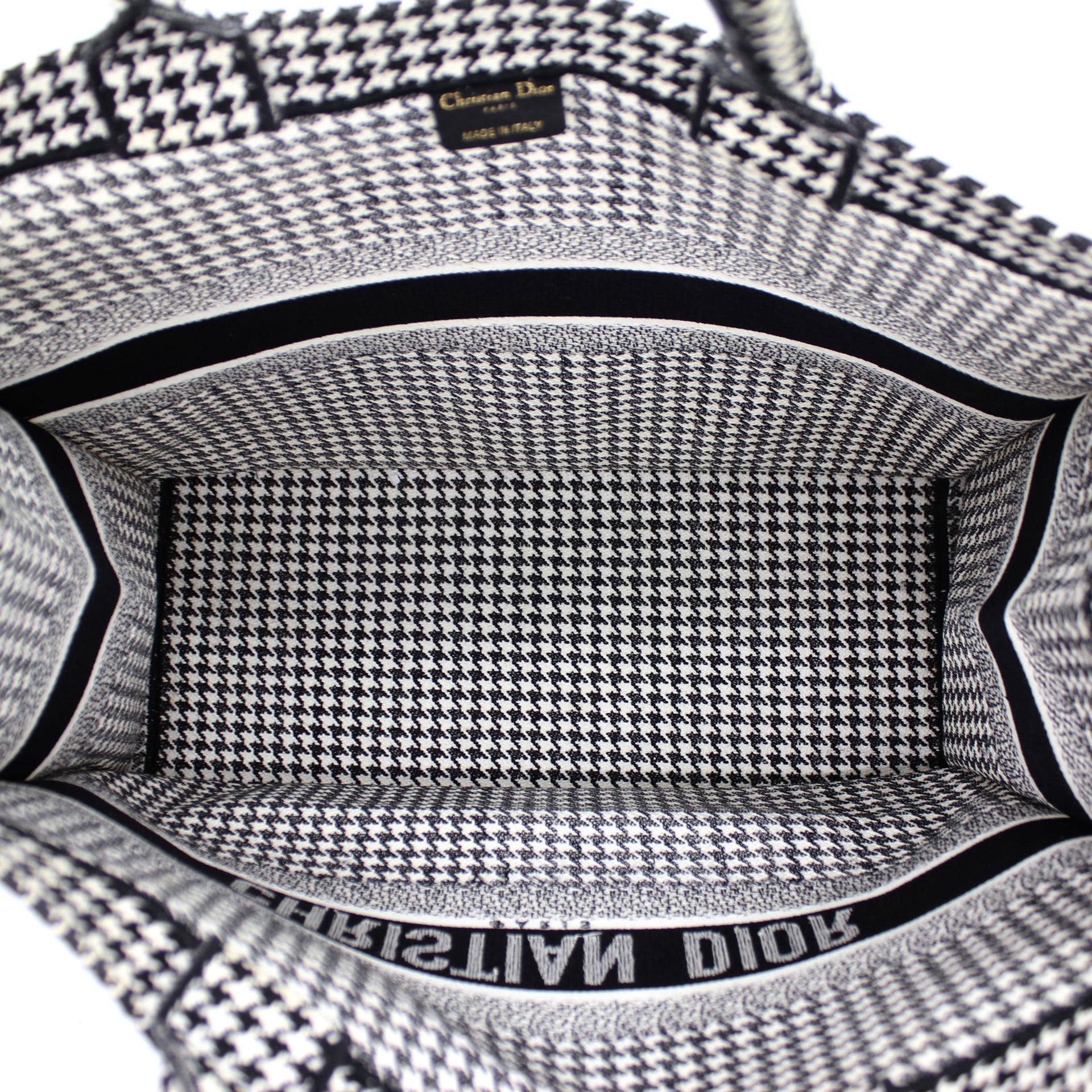Houndstooth Embroidered Book Tote