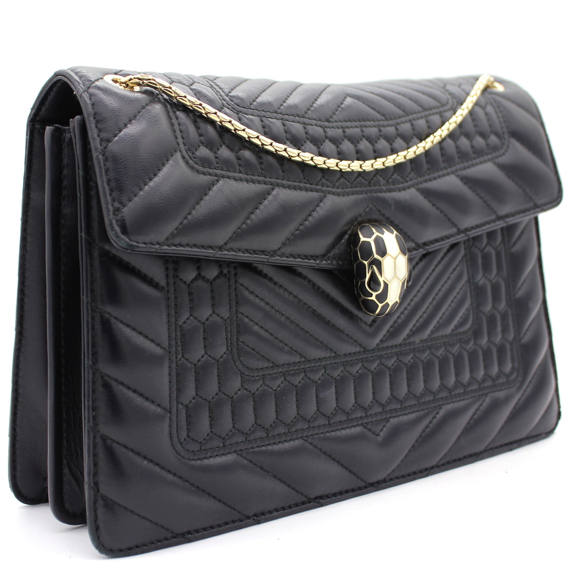 Women's Serpenti Forever Leather Chain-Strap Shoulder Bag - Black
