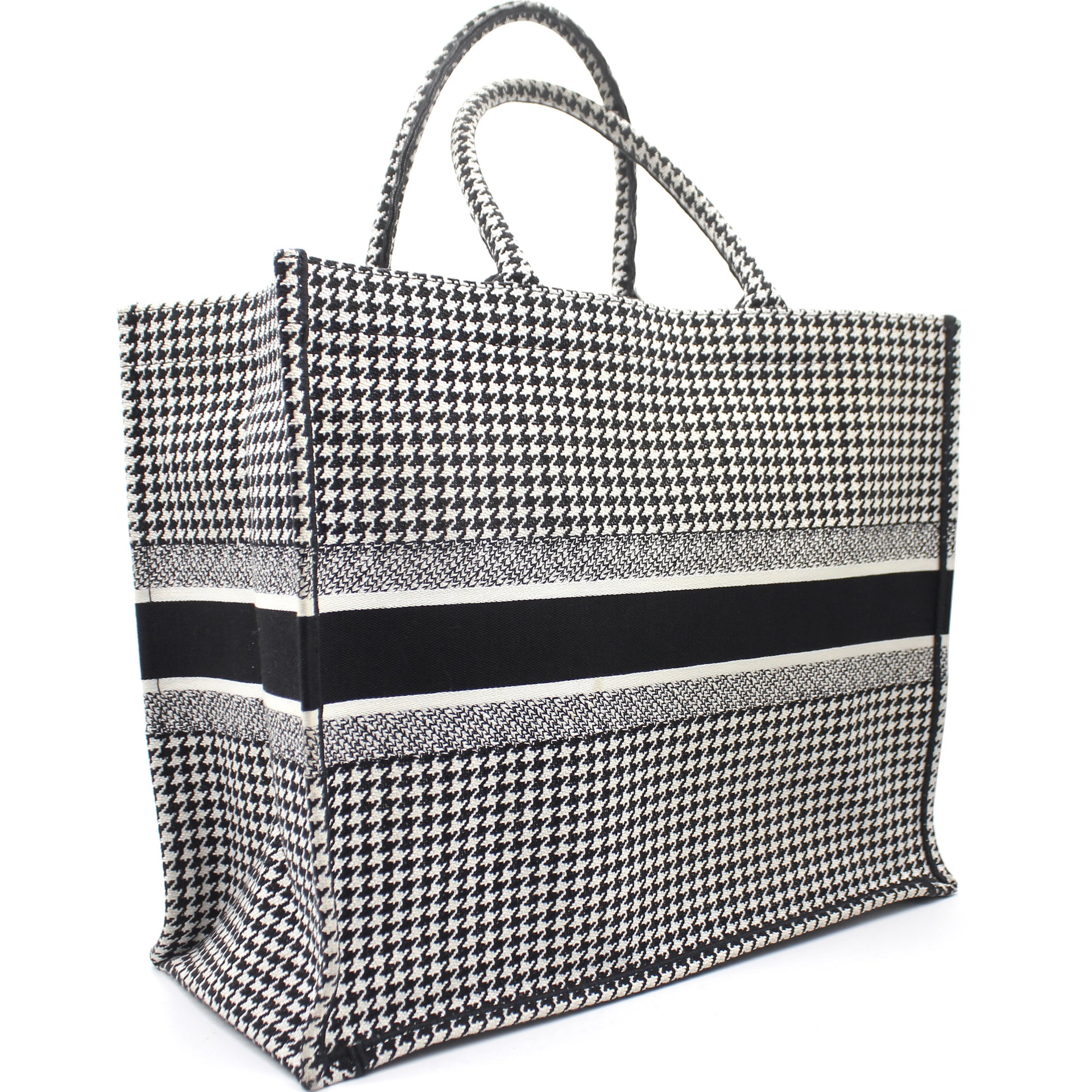 Houndstooth Embroidered Book Tote