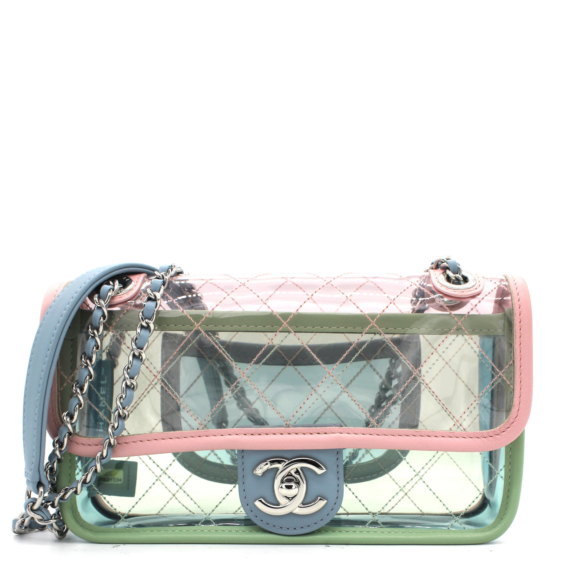 FWRD Renew Chanel Clear Chain Tote Bag in Green