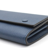 Calfskin Large Multifunction Flap Wallet Navy Blue