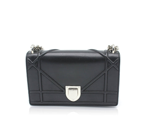 Dior Diorama Flap Bag in Black Lambskin