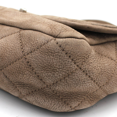 Brown Nubuck Leather Flap Bag