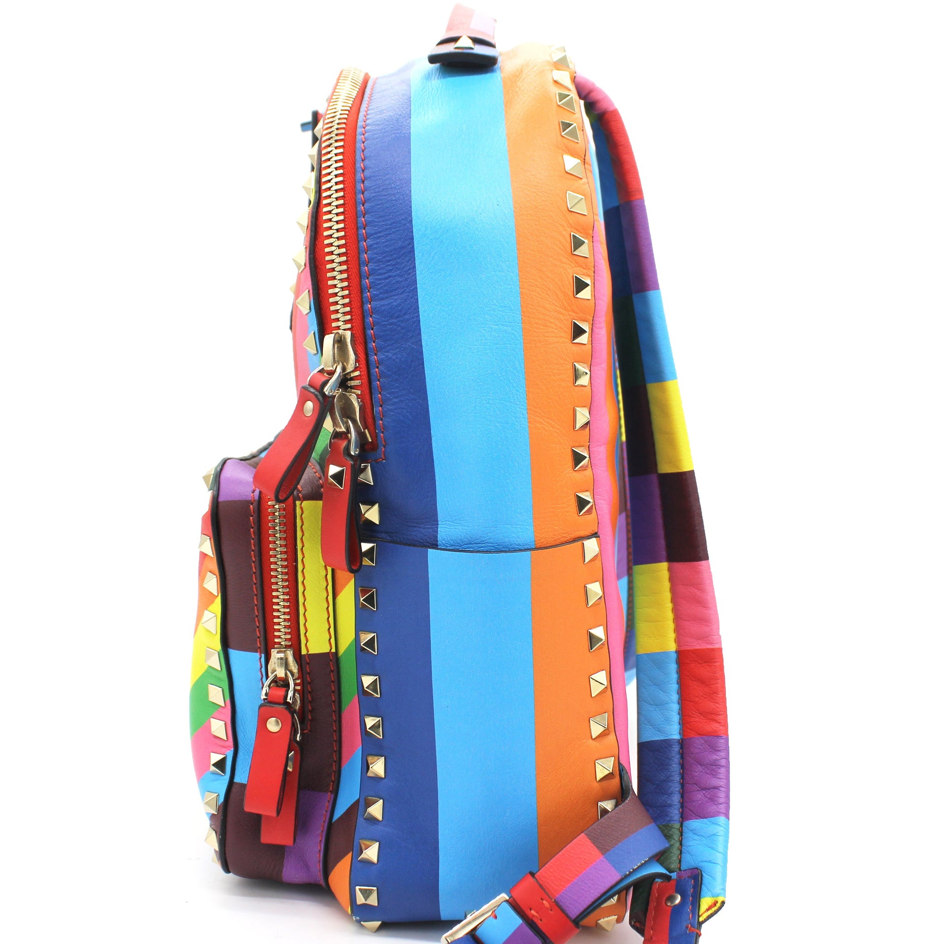 Garavani 1973 Chevron Rockstud Rainbow Calfskin Backpack